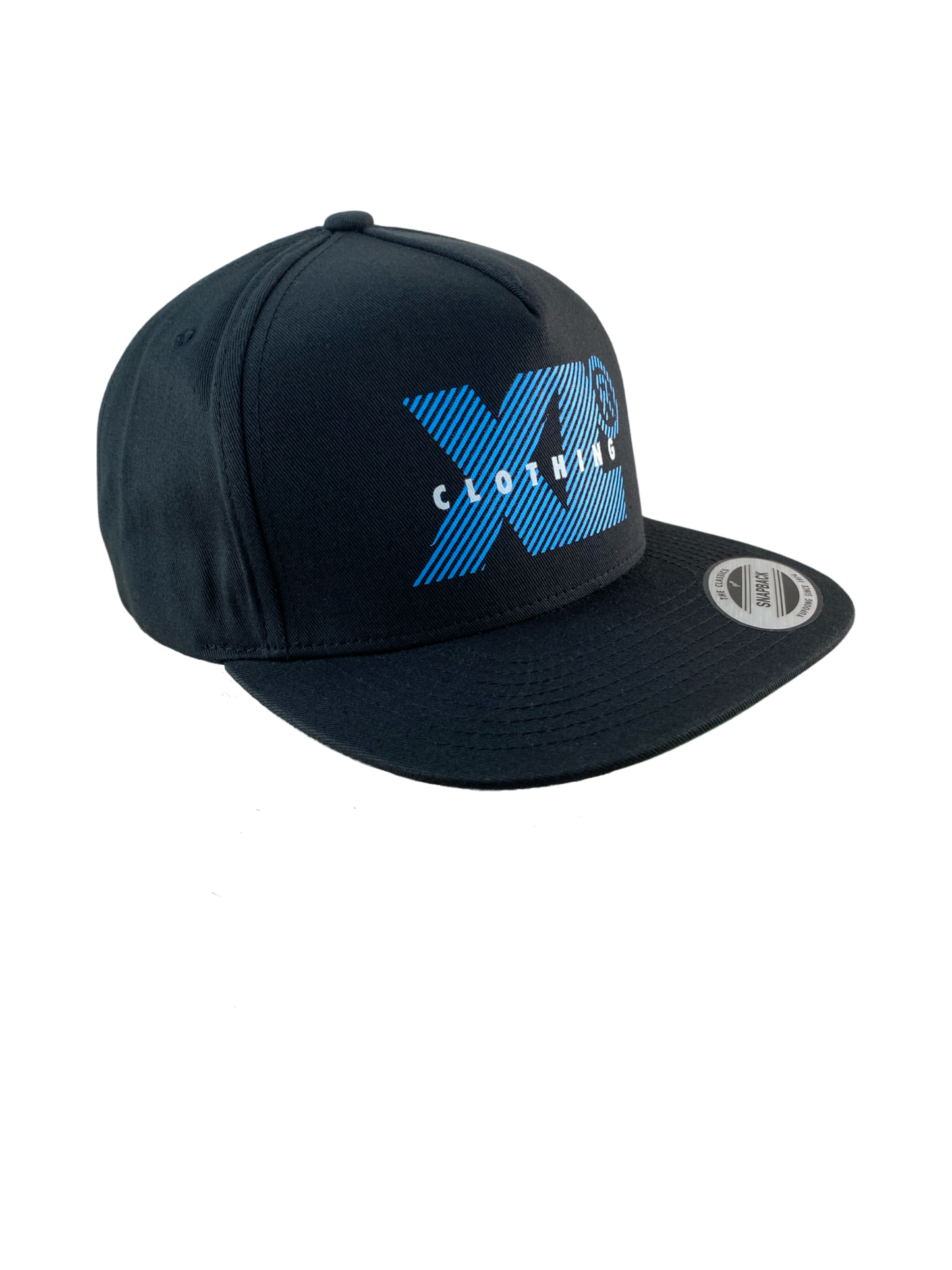 X-Large Cap "Sigalert Hat" -blackclassic snapback Hellblau gestreiftes "XL-Clothing" Logo Print auf der Frontseite, Innenschirm grün schwarz Verstellbarer Snapback Verschluß, Umfang 60cm