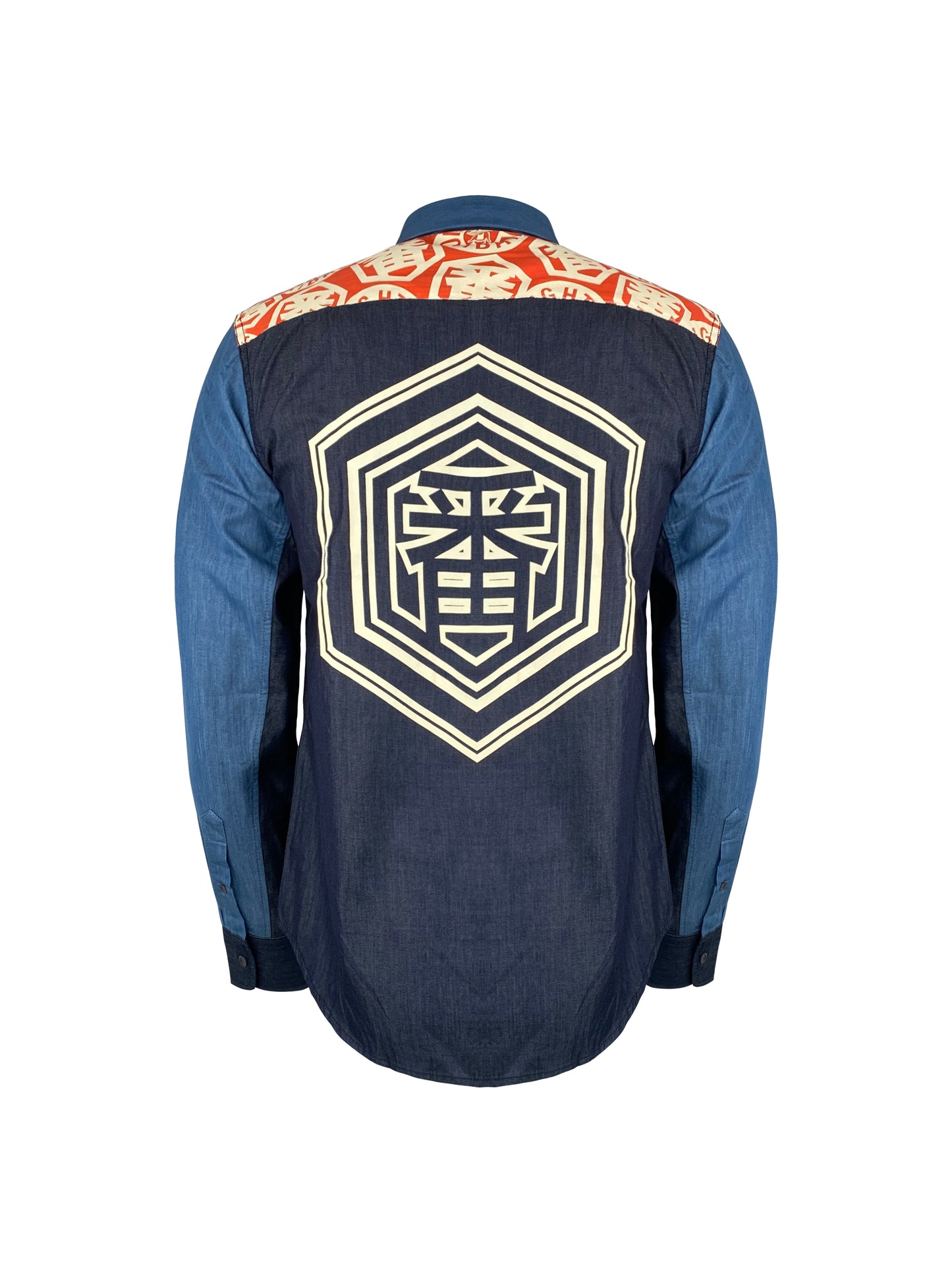 Evisu Denim Shirt "Godhead " - Blue/Red