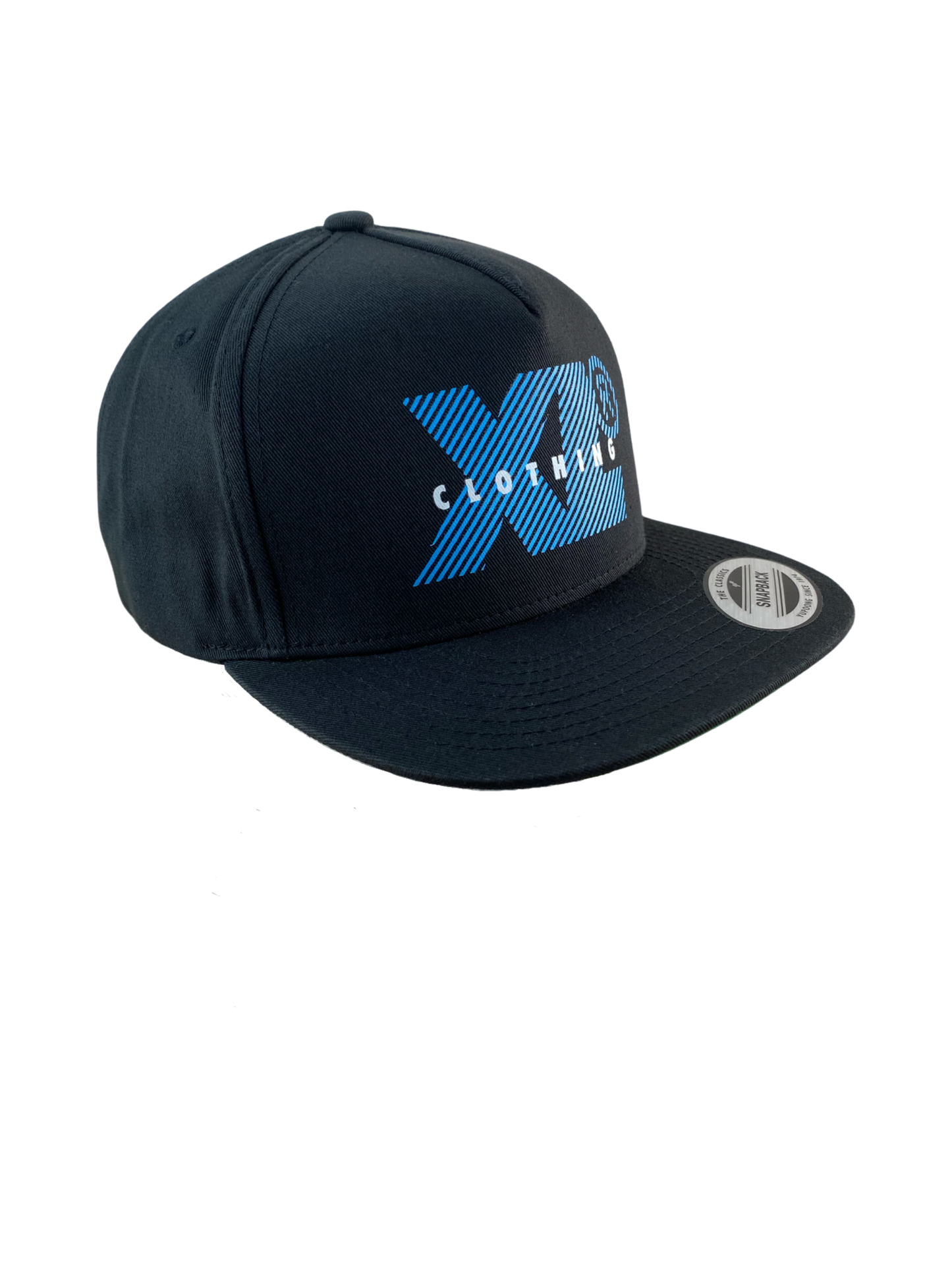 X-Large Cap "Sigalert Hat" -blackclassic snapback Hellblau gestreiftes "XL-Clothing" Logo Print auf der Frontseite, Innenschirm grün  schwarz Verstellbarer Snapback Verschluß, Umfang 60cm
