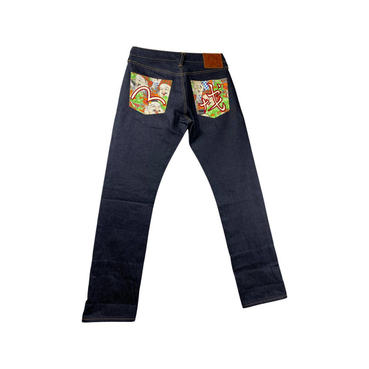 Evisu Hose Jeans "HT Jeans, 2008, Col T Mask Pt, App Seagull & Kanji" -INDX