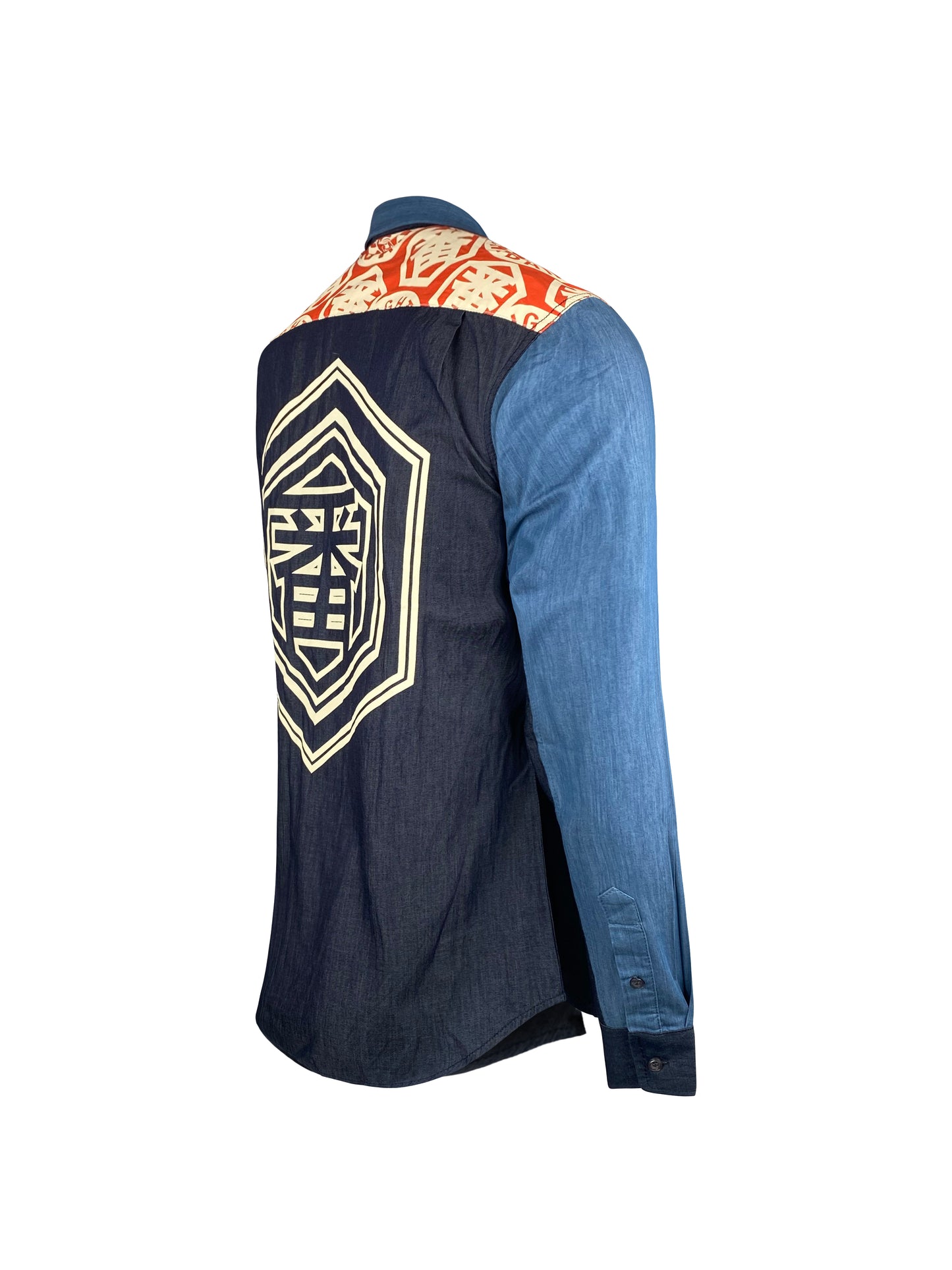 Evisu Denim Shirt "Godhead " - Blue/Red