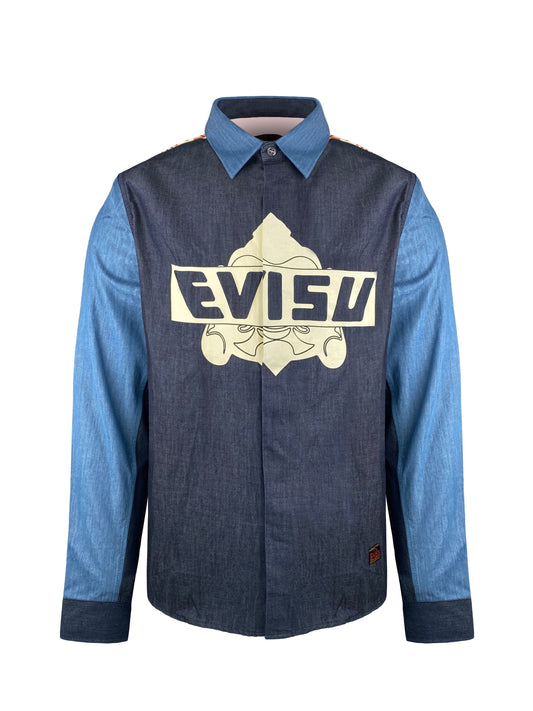 Evisu Denim Shirt "Godhead " - Blue/Red