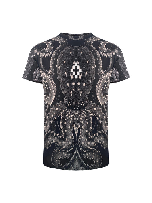 Marcelo Burlon Tee "Allover Octopus" -beige/black