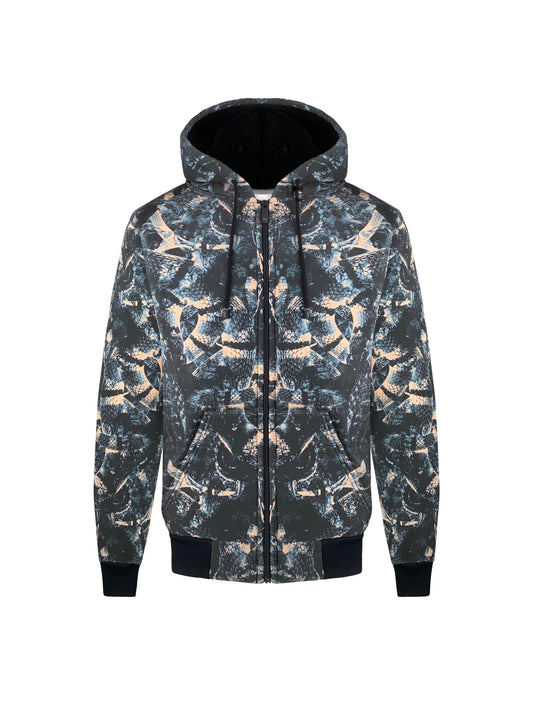 Marcelo Burlon Neopren Kapuzenjacke "Allover Snake" blue