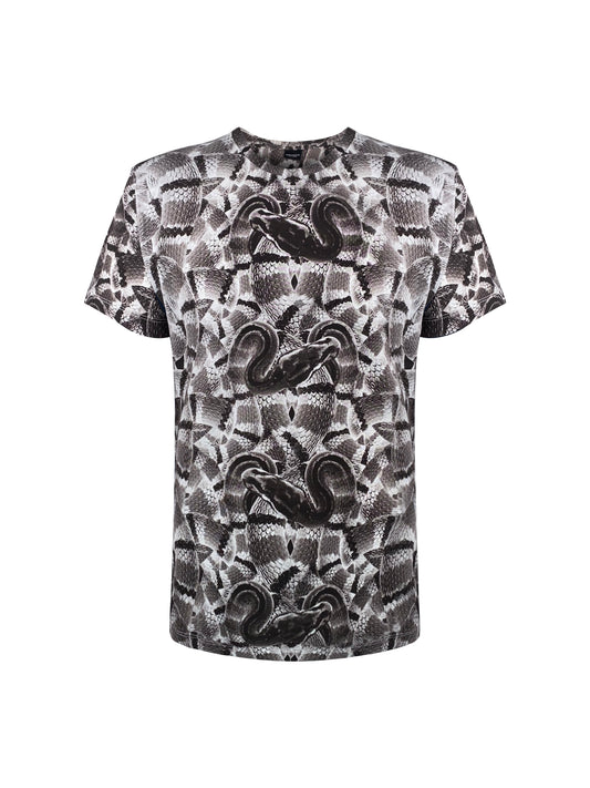 Marcelo Burlon Tee "Allover Snake" -beige/grey